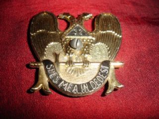 Lot 6 Vintage Shriner Masonic Lodge Metal Plates Pins Emblem Eagle