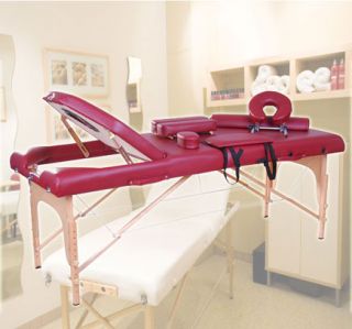 Portable Folding Massage Table Bed PU Adjustable Leg 3 Section 3inch