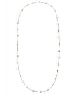 Michael Kors Necklace, Silver Tone Clear Glass Crystal Double Wrap