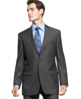 Calvin Klein Pants, Grey Herringbone 100% Wool Slim Fit   Mens Suits