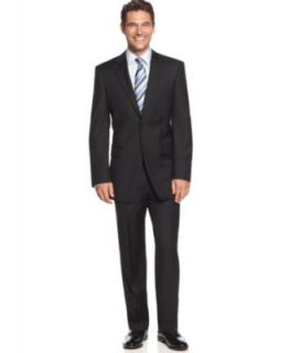Jones New York Suit, 24/7 Black Solid Herringbone   Mens Suits & Suit