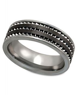 Mens Tungsten Ring, Black Ceramic Tungsten Inlay Ring   Rings