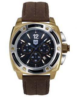 Andrew Marc Watch, Mens Chronograph GIII Bomber Brown Leather Strap