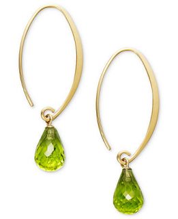 14k Gold Earrings, Peridot Long Hoop Earrings (6 3/4 ct. t.w