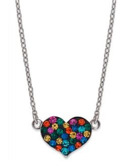 Unwritten Sterling Silver Necklace, Multicolor Crystal Ball Pendant