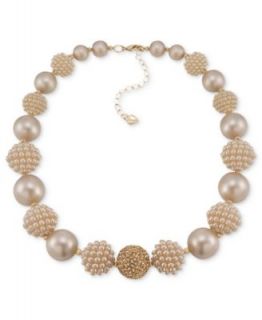 Carolee Necklace, Gold Tone Imitation Pearl Beaded Statement Necklace