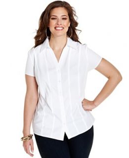 Style&co. Plus Size Roll Tab Shirt & Embroidered Straight Leg Jeans