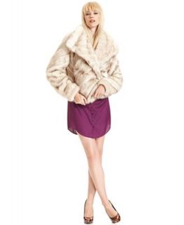 GUESS Coat, Candide Long Sleeve Faux Fur