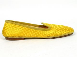 390 Max Kibardin Yellow Woven Satin Suede Flat Moccasin Loafer Shoe