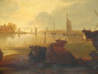 CENTURY DUTCH SUNSET CANAL PAINTING IN THE CIRCLE OF AERT VAN DER NEER