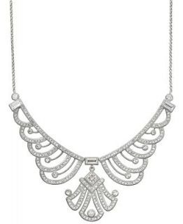 Eliot Danori Necklace, Silver Tone Crystal Cubic Zirconia Decorated