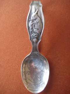 1948 Sterling Silver Baby Spoon Rabbit Handle Scale In Bowl By Wallace
