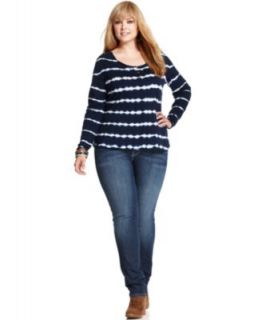 Lucky Brand Jeans Plus Size Long Sleeve Tie Dye Henley Top & Straight
