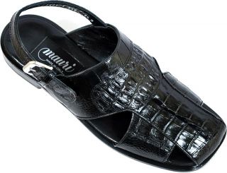 Mauri 1509 Black Crocodile Tail Ostrich Sandals Sz 12
