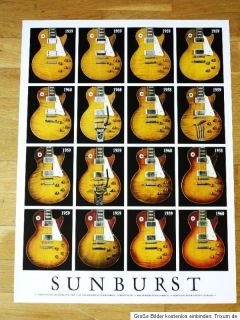 Sunburst Gibson Les Paul Standards Poster  1958 60 Guitars  Vintage