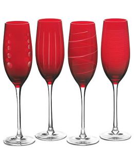 Mikasa Glassware, Set of 4 Cheers Ruby Flutes   Glassware   Dining