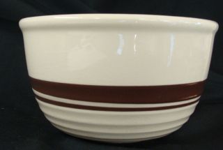 McCoy Pottery Lancaster Colony Mark White Stoneware Bowl Brown Stripe