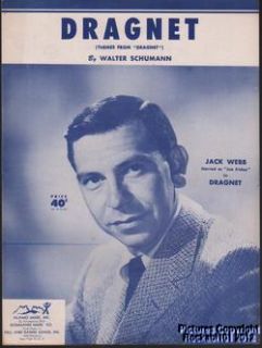 1953 Jack Webb TV Show Sheet Music Dragnet