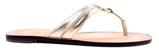 Lilly Pulitzer McKim Leather Sandals Flats Gold Shoes 8 New