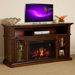 Wallace 26 Cherry Media Console Electric Fireplace Cabinet Mantel