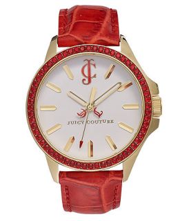 Juicy Couture Watch, Womens Jetsetter Red Leather Strap 38mm 1900970