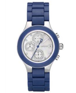 DKNY Watch, Womens Chronograph Blue Plastic Bracelet 39mm NY8067
