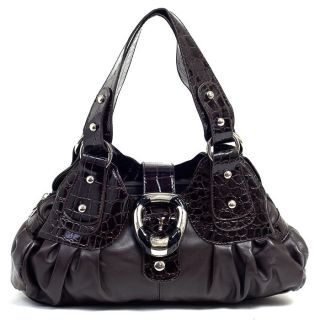 Marguerite Croco Embossed Faux Leather Handbag Mocha