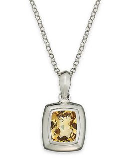 Sterling Silver Necklace, Citrine Cushion Pendant (5 ct. t.w