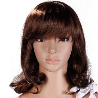 New Fashion Cosplay Neat Bang Medium Wig Curly Hair Kanekalon 18 90