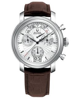 Bulova Accutron Watch, Mens Swiss Chronograph Amerigo Brown Leather