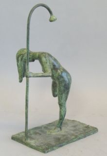Bronze Sculpture of Woman in Shower David McFall 6 10 Art Deco