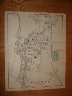 1876 Medway Norfolk County Massachusetts Handclr Map N