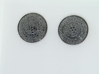 Mens Ladies Semi Circle 3D Black Diamond Earrings Studs