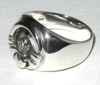 Mens Heavy Claddagh Sterling Silver Ring Size 13