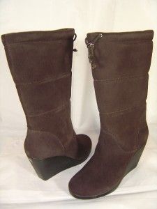 New RSVP  $149 00 Brown Suede Wide Calf Wedge Boots Womens 9 5