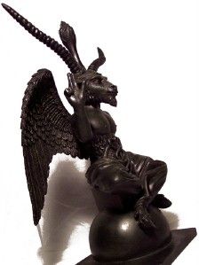 Baphomet Statue Sabbatic Goat of Mendes Black Resin Satan Horned God