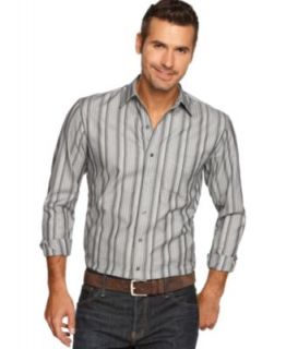 Alfani BLACK Shirt, Striped Shirt   Mens Casual Shirts