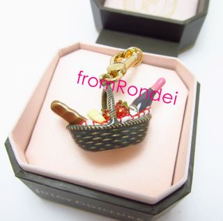 Authentic Juicy Couture Picnic Food Drink Basket Gold Bracelet Charm