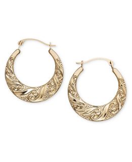 10k Gold Scroll Hoop Earrings   Earrings   Jewelry & Watches