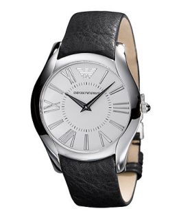 Emporio Armani Watch, Mens Black Leather Strap AR2020   All Watches