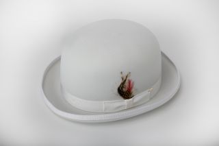 New Mens 100 Wool White Bowler Derby Hat All Sizes