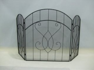 Features of Black Metal Mesh Fireplace Screen Scroll Design