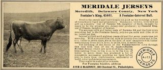 1907 Ad Meridale Jerseys Cows Milk Ayer McKinney Cattle   ORIGINAL