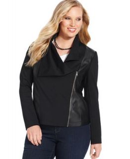 DKNY Jeans Plus Size Jacket, Faux Leather Motorcycle