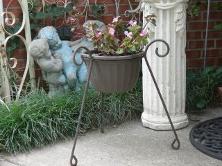 Old Rusty Metal Shabby Flower Plant Stands Curvy Chic