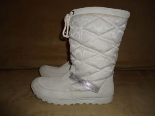 Coach Juniper Winter Signature Off White Snow Boots Size 8 5 B