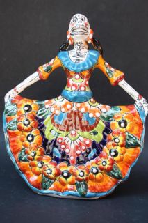 Mexican Pottery Talavera Skeleton Catrina Figure Day of The Dead Folk