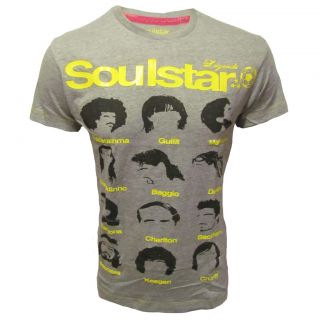 Soulstar Hairstyle Mens Grey Football Legends Haircuts T Shirt UK s XL