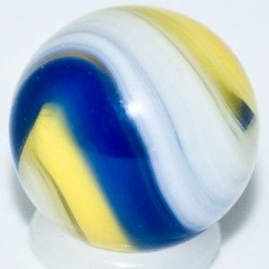 16 Marble Akro Agate Popeye Blue Yellow RARE