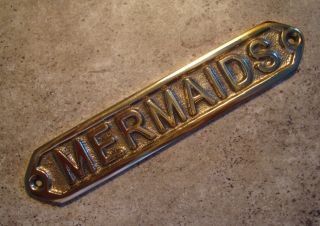 Brass Mermaids Plaque Sign Nautical SHIP Sailing Boating Ocean Home